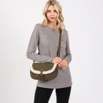 Wholesale faux Suede Cross Body Bag Sherpa Detail Buckle Closure Magnetic Buckle