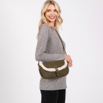Wholesale faux Suede Cross Body Bag Sherpa Detail Buckle Closure Magnetic Buckle