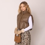 Wholesale do Everything Love Vegan Leather Quilted Puffer Tote Bag Full Zip Clos