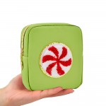Wholesale christmas Chenille Patch Nylon Pouch Full Zipper Closure Lined Body T