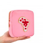 Wholesale christmas Chenille Patch Nylon Pouch Full Zipper Closure Lined Body T