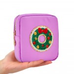 Wholesale christmas Chenille Patch Nylon Pouch Full Zipper Closure Lined Body T