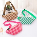 Wholesale knit Checker Cross Body Bag Adjustable Buckle Strap Full Zipper Closur