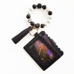 Wholesale beaded Bracelet Keyring Woven Vegan Leather Wallet Tassel Wallet Licen