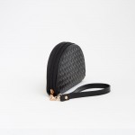 Wholesale vegan Woven Wedge Leather Wristlet Full Zipper Closure Three Inside Po