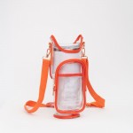 Wholesale clear Cross Body Bag Tumbler Leather Trim Velcro Closure Adjustable De