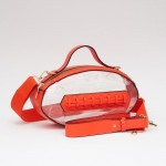 Wholesale clear Crossbody Football Bag Vegan Leather Trim Zip Closure Two Remova
