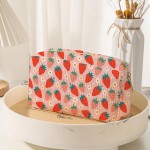 Wholesale strawberries Flowers Corduroy Make Up Pouch Full Zipper Closure One Op