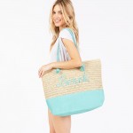 Wholesale canvas Woven Straw Tote Bag Rope Straps Sewn Rope Beach Detail Full Zi
