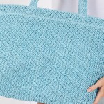 Wholesale woven Straw Tote Bag Full Zipper Closure Lined Body Two Open Pockets L