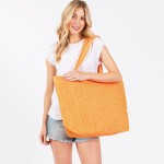 Wholesale woven Straw Tote Bag Full Zipper Closure Lined Body Two Open Pockets L