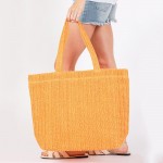 Wholesale woven Straw Tote Bag Full Zipper Closure Lined Body Two Open Pockets L