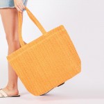 Wholesale woven Straw Tote Bag Full Zipper Closure Lined Body Two Open Pockets L