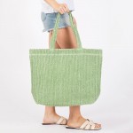 Wholesale woven Straw Tote Bag Full Zipper Closure Lined Body Two Open Pockets L