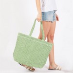 Wholesale woven Straw Tote Bag Full Zipper Closure Lined Body Two Open Pockets L