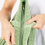 Wholesale woven Straw Tote Bag Full Zipper Closure Lined Body Two Open Pockets L