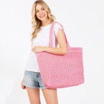 Wholesale woven Straw Tote Bag Full Zipper Closure Lined Body Two Open Pockets L