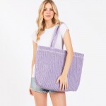 Wholesale woven Straw Tote Bag Full Zipper Closure Lined Body Two Open Pockets L
