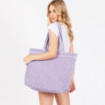 Wholesale woven Straw Tote Bag Full Zipper Closure Lined Body Two Open Pockets L