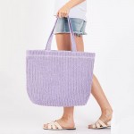 Wholesale woven Straw Tote Bag Full Zipper Closure Lined Body Two Open Pockets L