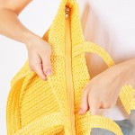 Wholesale woven Straw Tote Bag Full Zipper Closure Lined Body Two Open Pockets L