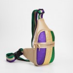 Wholesale gold Vegan Leather Glitter Mardi Gras Sling Bag Guitar Strap Full Zipp