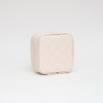 Wholesale vegan Leather Travel Jewelry Box Diamond Stitch Detail Full Zipper Clo
