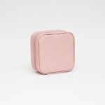 Wholesale vegan Leather Travel Jewelry Box Diamond Stitch Detail Full Zipper Clo