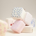 Wholesale floral Print Vegan Leather Travel Jewelry Box Full Zipper Closure Mirr