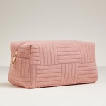 Wholesale quilted Terry Cloth Travel Pouch Full Zip Closure L T D Polyester