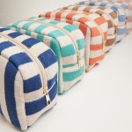 Wholesale stripe Terry Cloth Travel Pouch Full Zip Closure L T D Cotton Polyeste