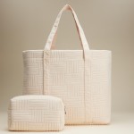Wholesale quilted Terry Cloth Tote Bag Snap Closure Lined Body Handle Drop L L T