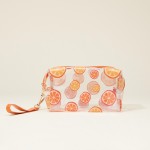 Wholesale clear Fruit Print Travel Pouch Full Zipper Closure Removeable Wristlet
