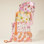Wholesale clear Fruit Print Travel Pouch Full Zipper Closure Removeable Wristlet