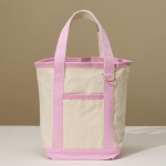Small Canvas Tote Bag 

- 1 Open External Pocket 
- Metal Key Ring 
- Approximately 10.75" L X 8.5" T X 5" D 
- Handle Drop 5" L
- 100% Cotton