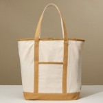 Small Canvas Tote Bag 

- 1 Open External Pocket 
- Metal Key Ring 
- Approximately 10.75" L X 8.5" T X 5" D 
- Handle Drop 5" L
- 100% Cotton