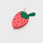 Wholesale vegan Leather Fruit Coin Pouch Key Ring Full Zip Closure L