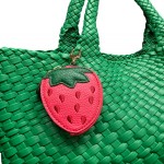 Wholesale vegan Leather Fruit Coin Pouch Key Ring Full Zip Closure L