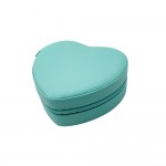 Wholesale vegan Leather Heart Jewelry Box Zip Closure Removable Divider Organize