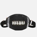 Wholesale rhinestone Glitter Football Crossbody Bag Zip Closure Lined Body Adjus