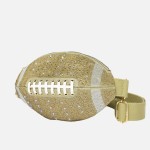 Wholesale rhinestone Glitter Football Crossbody Bag Zip Closure Lined Body Adjus