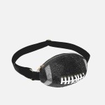 Wholesale rhinestone Glitter Football Crossbody Bag Zip Closure Lined Body Adjus