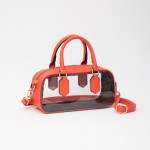 Wholesale clear Crossbody Tote Bag Vegan Leather Trim Zip Closure Removeable Veg
