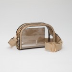 Wholesale clear Crossbody Bag Vegan Leather Trim Zip Closure Open Outer Pocket R