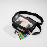 Wholesale clear Crossbody Bag Vegan Leather Trim Zip Closure Open Outer Pocket R
