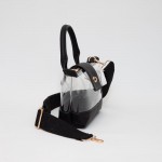 Wholesale clear Tote Crossbody Bag Vegan Leather Trim Full Zip Closure Twist Loc