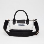 Wholesale clear Tote Crossbody Bag Vegan Leather Trim Full Zip Closure Twist Loc