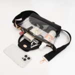 Wholesale clear Tote Crossbody Bag Vegan Leather Trim Full Zip Closure Twist Loc