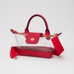 Wholesale clear Tote Crossbody Bag Vegan Leather Trim Full Zip Closure Twist Loc