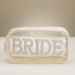Wholesale pearl Rhinestone Studded BRIDE Clear Pouch Full Zip Closure L T D